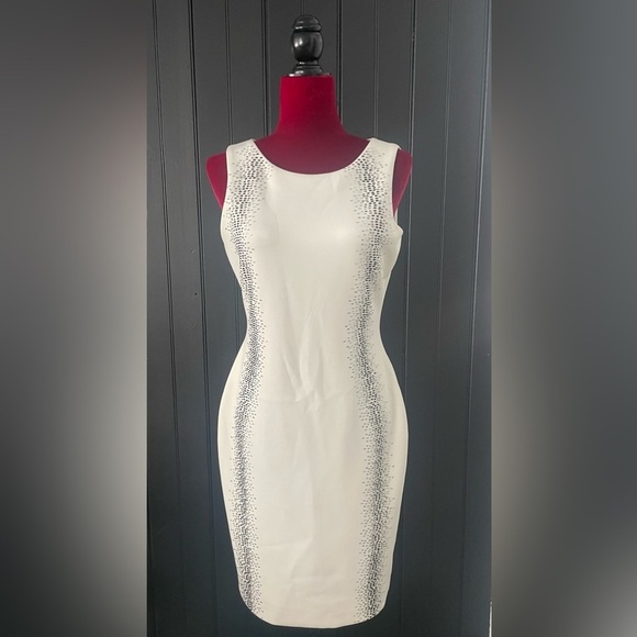 Calvin Klein Dresses & Skirts - Calvin Klein White Dress with Silver Accents